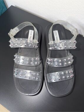 Steve Madden Clear Studded Platform Sandals Size 8